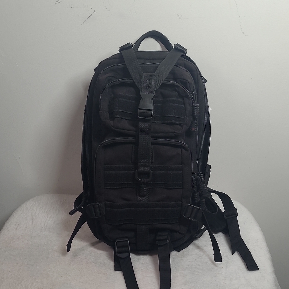 Black Tactical Backpack with MOLLE System